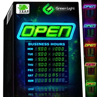 GLI Led Open Sign with Business Hours