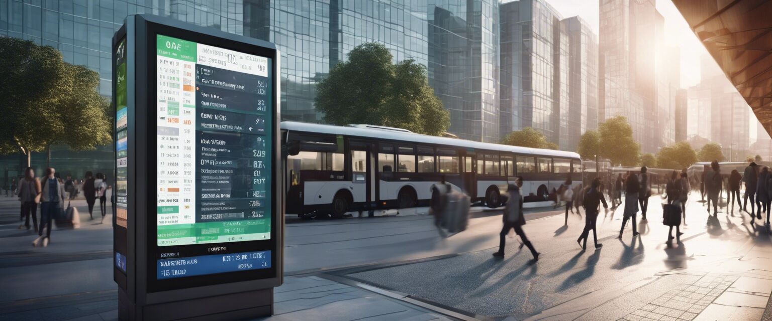 Outdoor digital display at a transportation hub